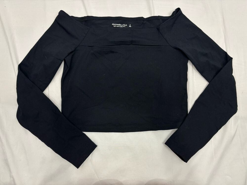 Abercrombie & Fitch Black Long Sleeve Off The Shoulder Cut Out Top S
